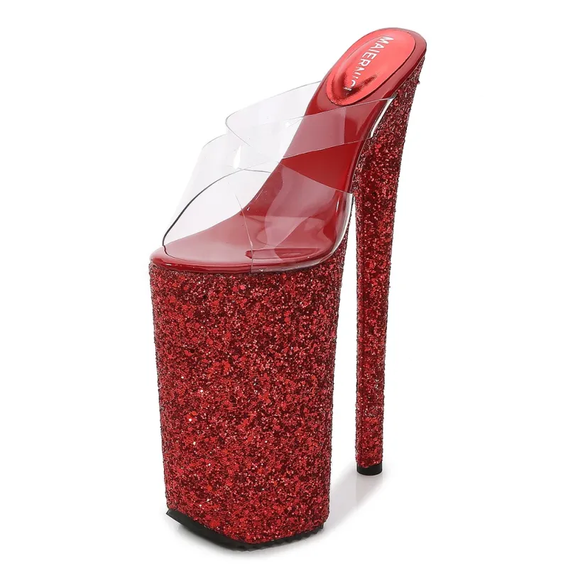 10 Inch US 10 Gold Glitter Stripper High Heels Sandals With Spike Stiletto Platform Heels Stripper Heeled Sandlals