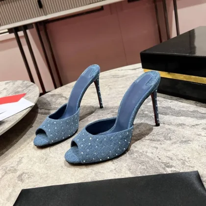 High Quality Factory Price Name Luxury Designer Denim Ankle Boots for Women with Super High Thin Heels Summer Breathable