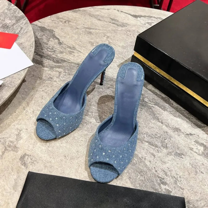 High Quality Factory Price Name Luxury Designer Denim Ankle Boots for Women with Super High Thin Heels Summer Breathable - Image 2