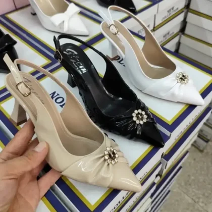 women's shoes daily high heels patent leather ribbon shoes 7 CM 36-40 Made in Turkiye