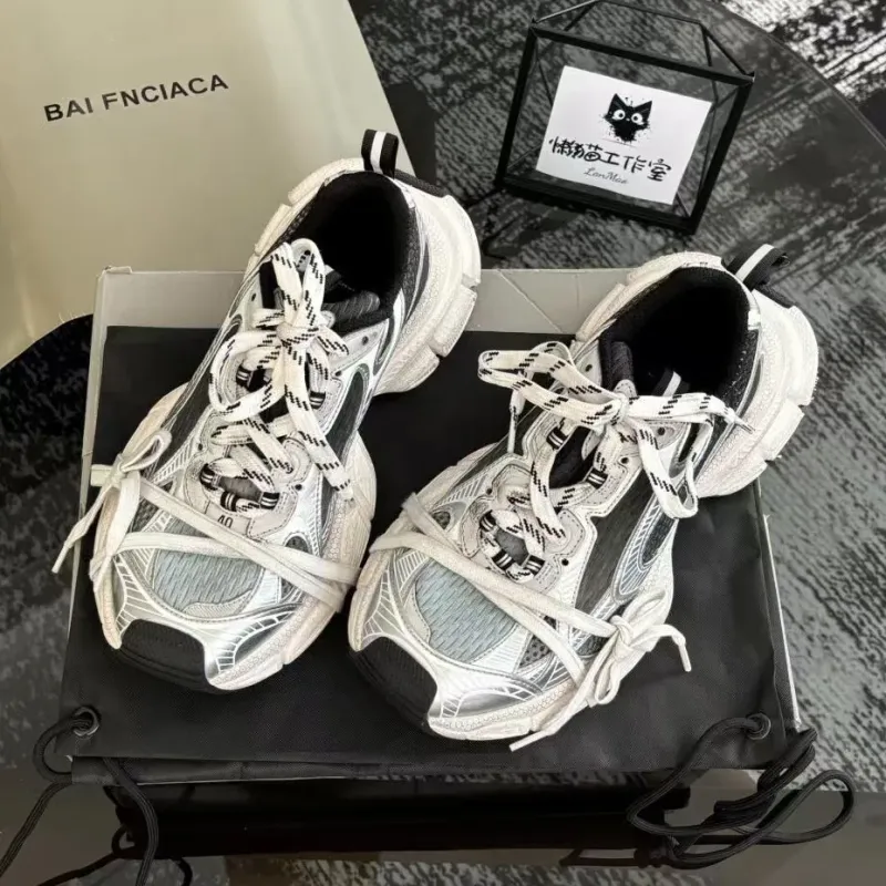 High-end Designer BALEN Black White Dad Shoes 2026 Ninth Generation New Platform Casual Sports Height Increasing - Image 3