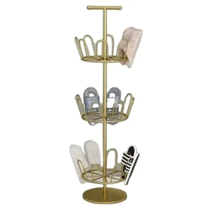 Small Metal Adjustable Shoe Store Rack Display Round Design Women Leather High Heels Shoes Metal Revolving Display Stand