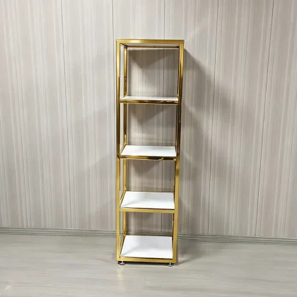 Elegant 4 Level Gold Frame Display Stand for Women Bags Heels & Scarves Premium Retail Merchandising Solution