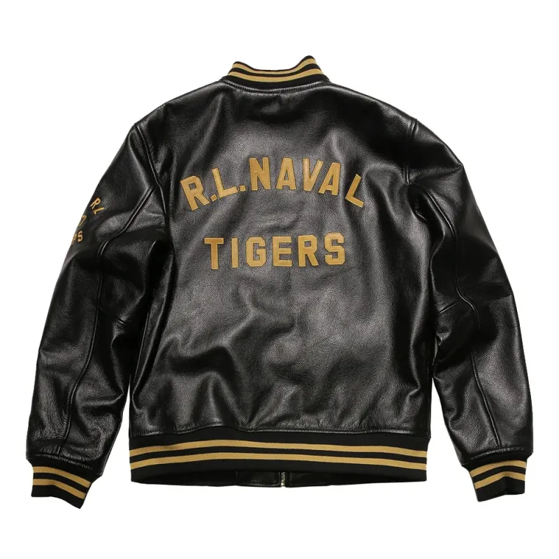 Baseball Uniform Casual Real Leather Coats Embroidered Tiger Cowhide Genuine Leather Jacket Men Clothing - Image 2