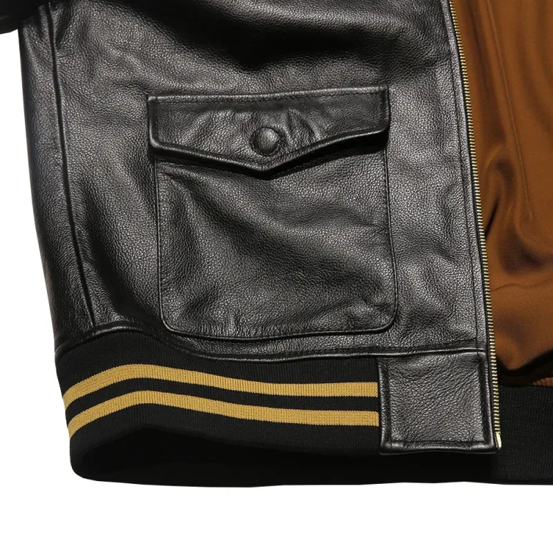 Baseball Uniform Casual Real Leather Coats Embroidered Tiger Cowhide Genuine Leather Jacket Men Clothing - Image 5