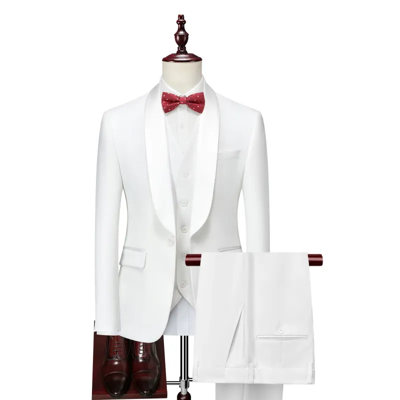 Made Formal Dresses White Shawl Lapel Men Suit 3 Piece Set Men Wedding Suits Groom Wedding Tuxedo Suit for Men - Image 3