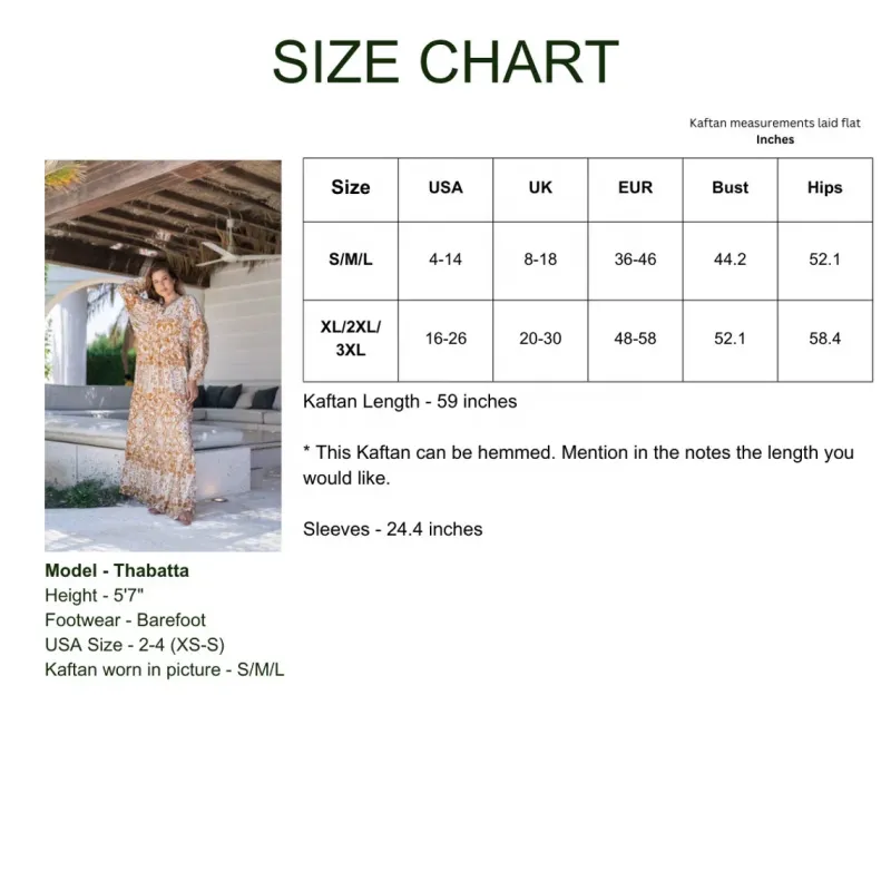 Breezy Puffy Sleeves Mustard Yellow Print Caftan Dress for Women - Image 5