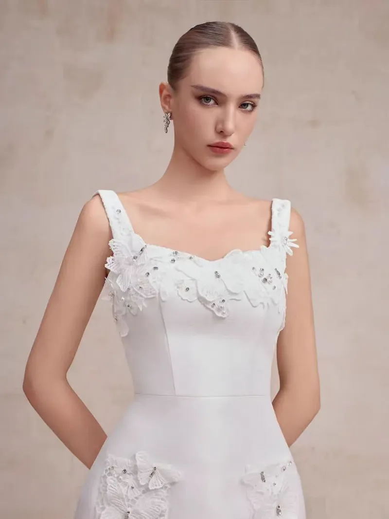 Elegant lace butterfly short dress, Vietnamese niche design slimming dress for womens - Image 5