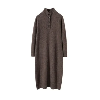High Quality Autumn Winter Thick Maxi Cashmere Wool Dress Women's Elegant Solid Color French Style Knit Sweater Dresses