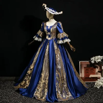 Photography French Court Dress Masquerade Ball Show New Year's Party Hosting Sequined Princess Performance Costumes Polyester