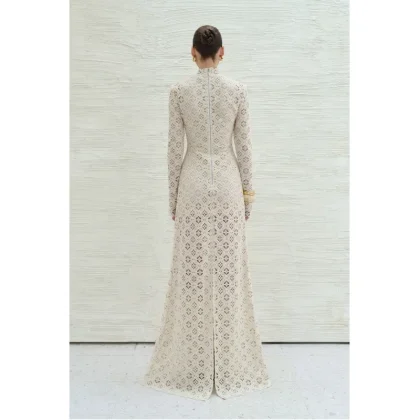 New Collection 2025 Dresses Women Casual ODM Service BINNAT EMB LACE LONG DRESS IVORY Elegant Long Sleeve Women Dresses