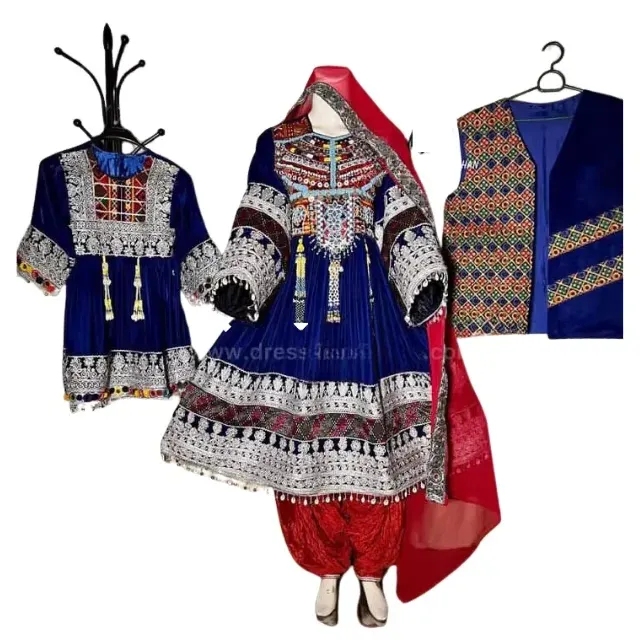 Handmade Afghan Vintage Banjara Dresses 2 Set Traditional Kochi Embroidered Outfits Ethnic Tribal Wear for Women Family Pack - Image 5