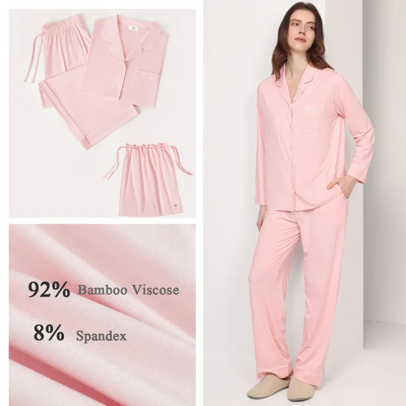 Eco-Friendly PJ Sets for Women Bamboo Viscose Spandex Blend Women Sleepwear Breathable Ultra-Soft Women Pajamas - Image 2