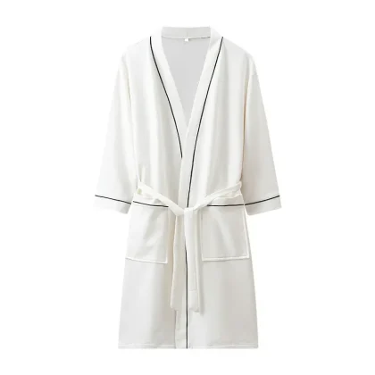 Unisex Men Women's Sleepwear Waffle Bathrobes With Embroidery Logo Woman Hotel Lightweight Waffle Bath Robe