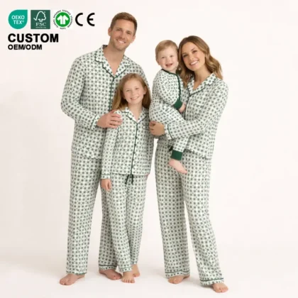 Premium Bamboo Family Matching Christmas Pajamas GOTS Certified Eco-Friendly Holiday Sleepwear for Men Women Kids Christmas PJs