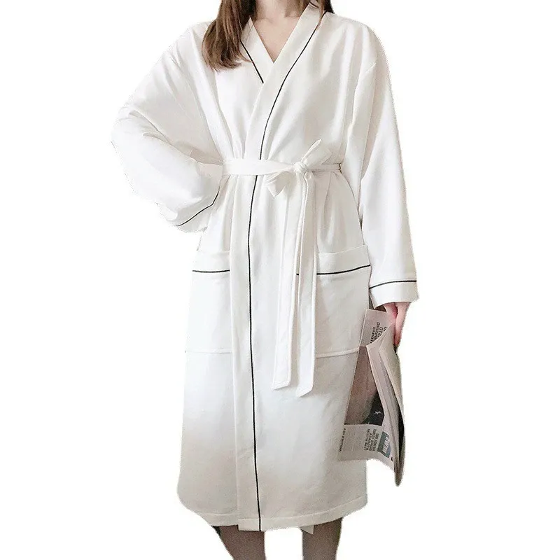 Unisex Men Women's Sleepwear Waffle Bathrobes With Embroidery Logo Woman Hotel Lightweight Waffle Bath Robe - Image 5