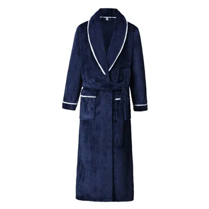 Couple Flannel Nightgown Plus Size Long Robe Men's Loose Casual Kimono Women's Thickened Warm Sleepwear Home Clothes