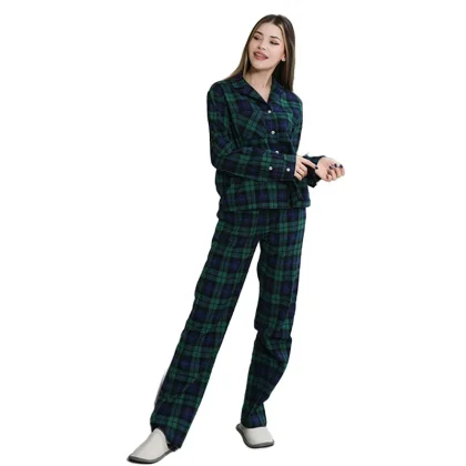 Women Plaid Pajama Set Long Sleeve Button Up Comfortable Nightwear Sleepwear Comfortable Fit Cozy Style Sleep Set for Men