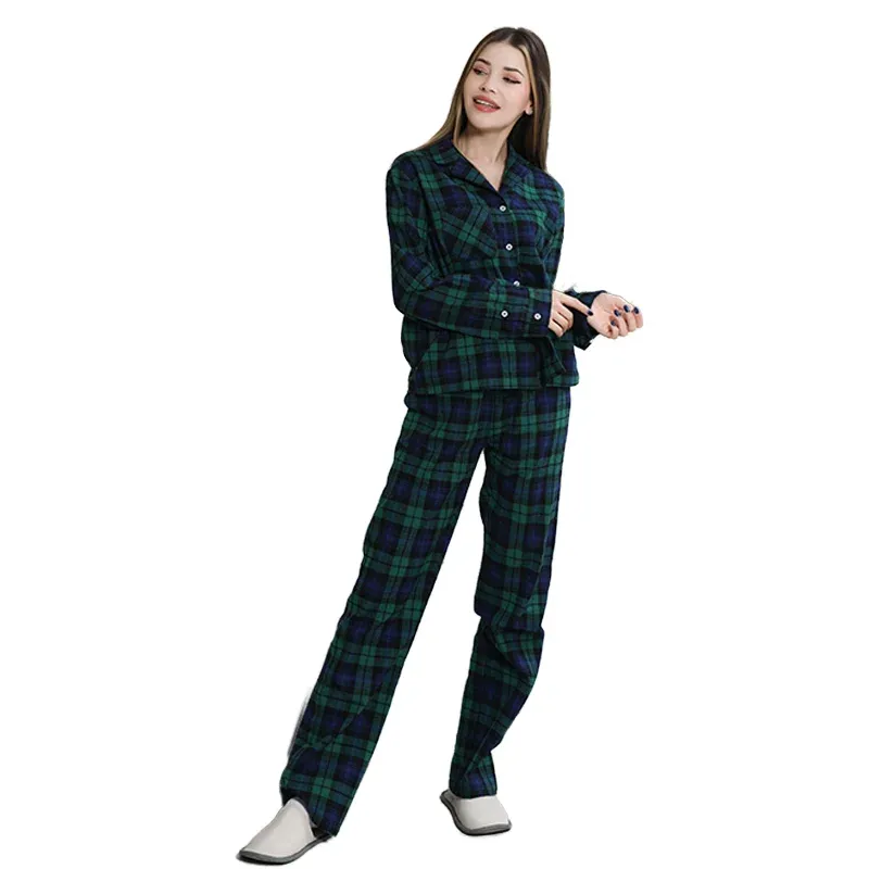 Women Plaid Pajama Set Long Sleeve Button Up Comfortable Nightwear Sleepwear Comfortable Fit Cozy Style Sleep Set for Men
