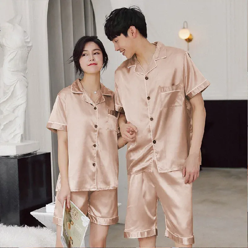 Pure Silk Satin Men's Women's Pajama Robes Elastic Waist Soft Nightwear for Home Use Bathrobes Designed for Couples - Image 4