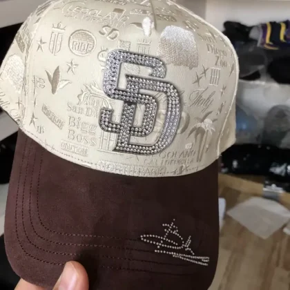 SD Rhinestone Baseball Cap for Women Men Fashion Hip Hop Snapback Hat
