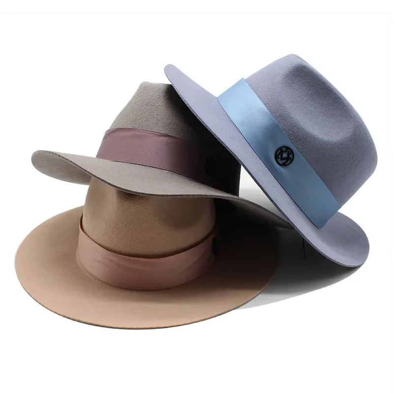 Fedora Hats for Men Women 100% Australian Wool Felt Hat Vintage Wide Brim Western Sun Hat with Rope - Image 3