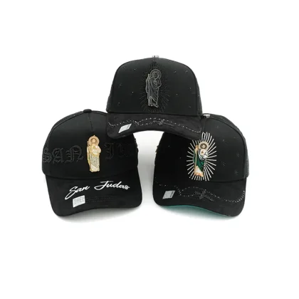 high quality Hot Selling San Judas metal Embroidery logo Rhinestone Adjustable unisex Baseball Cap for man women