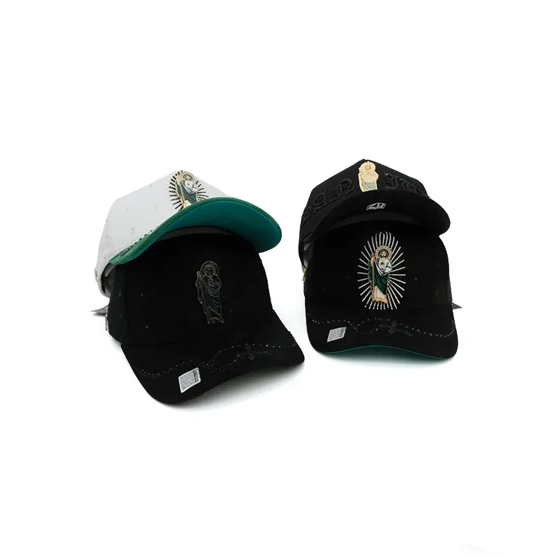 high quality Hot Selling San Judas metal Embroidery logo Rhinestone Adjustable unisex Baseball Cap for man women - Image 5