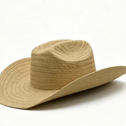Paper Straw Cowboy Hat Hand Woven Wide Brim Western Hat Lightweight Summer Sun Headwear for Women Men
