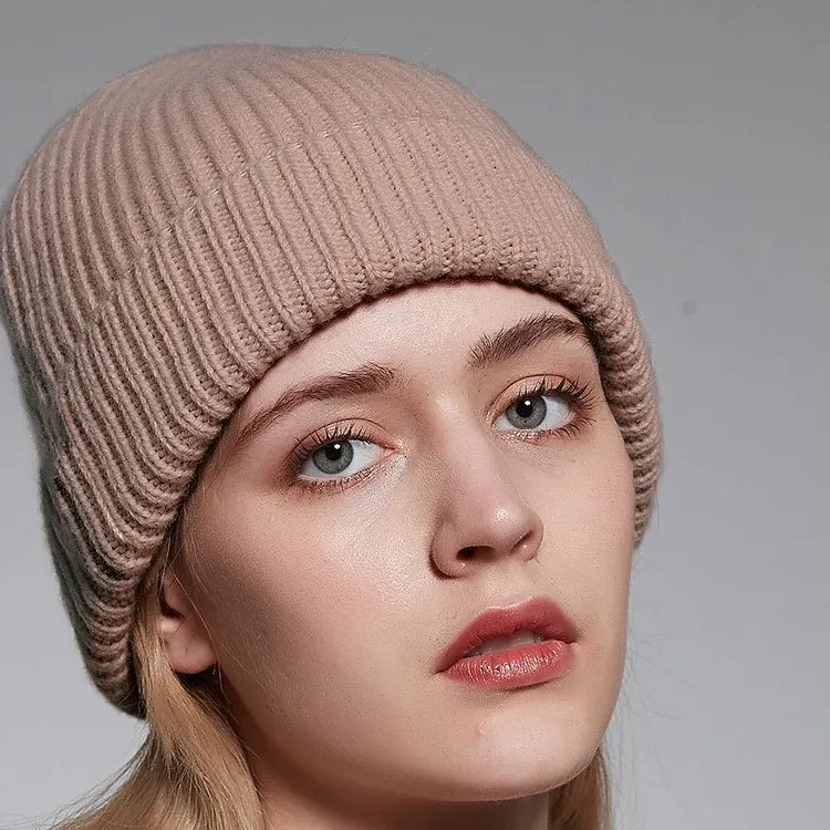 Warm Thicken Cashmere Mens Women's Fashion Winter Hats Logo Knitted Wool Beanies Unisex Winter Cap - Image 2