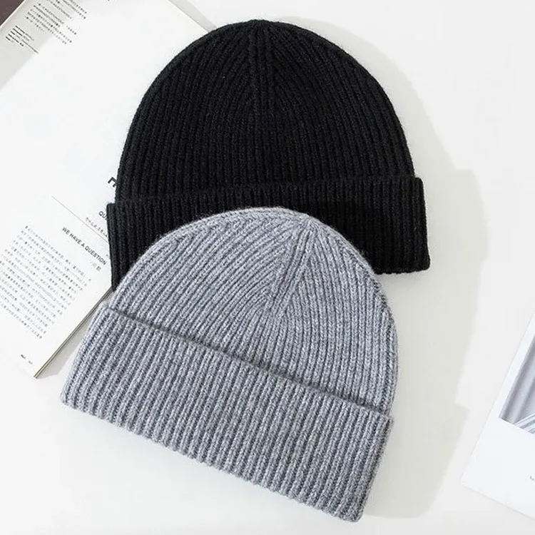 Warm Thicken Cashmere Mens Women's Fashion Winter Hats Logo Knitted Wool Beanies Unisex Winter Cap - Image 5