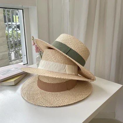 Summer Wide Brim Lafite Straw Handmade Fedora Straw Hat Men Women Summer Beach Jazz Hats