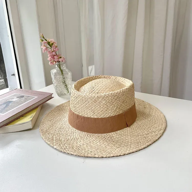 Summer Wide Brim Lafite Straw Handmade Fedora Straw Hat Men Women Summer Beach Jazz Hats - Image 4