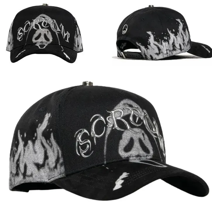 New Arrival SCREAM 5 Panel Vintage Baseball Cap High Quality Original Barbas Hats with Chrome Beads Gorras for Men and Women