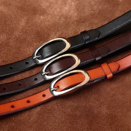 Simple Fashion With High-end Light Luxury Style Leather Pure Cowhide Belt Women's Casual Trend Advanced Sense Slim Waist Belt