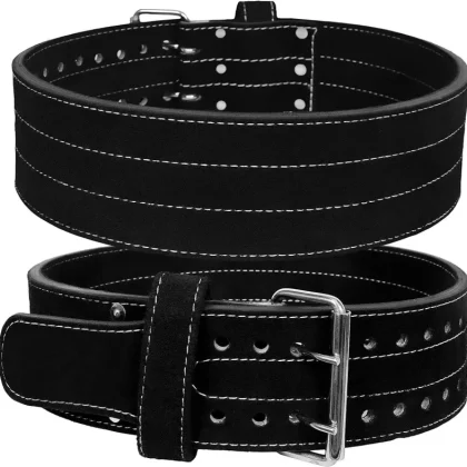 Samroz Sports Sp-5045-01 Weight Lifting Belt Suede Double Prong Leather 4 Inches Wide 10 MM Advanced Protection Lightweight