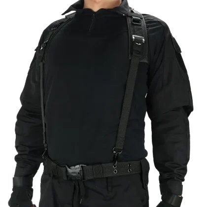 Tactical Molle Waist Belt with Adjustable X-Shaped Suspenders - Padded Duty Belt Harness with Free Straps for Outdoor & Work Use