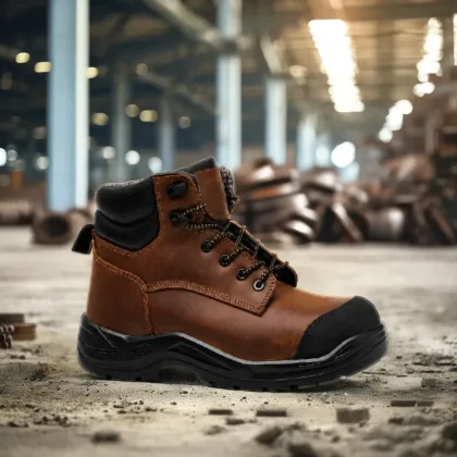 Premium Crazy Horse Leather CE S3S Fiberglass Toe Cap Safety Shoes Genuine Leather Safety Shoes for Oil Gas