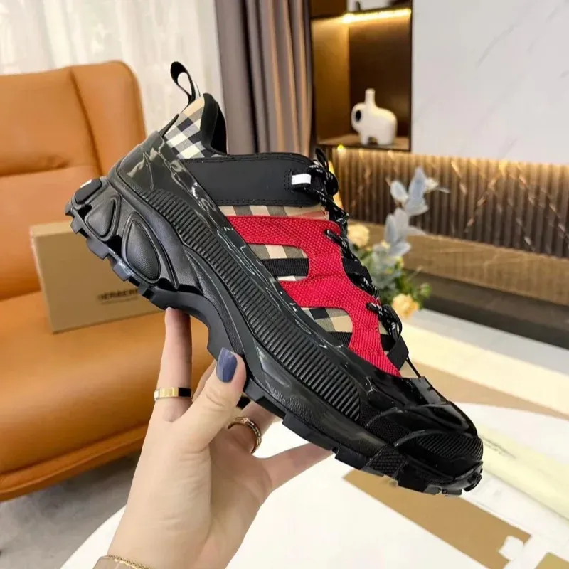 Luxury Genuine Leather Men's Sneakers Mesh Striped Designer Shoes Famous High Quality Luxury Women's Walking Shoes - Image 2