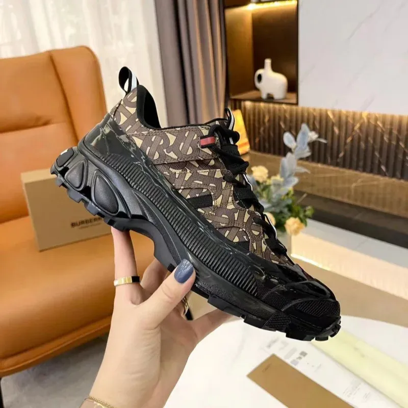 Luxury Genuine Leather Men's Sneakers Mesh Striped Designer Shoes Famous High Quality Luxury Women's Walking Shoes - Image 3