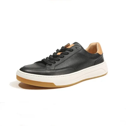 Premium Leather Upper Casual Walking Style Shoes Fitness Walking Shoes for Men Black