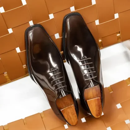 2026 New High-End Men's Oxford Shoes - Square-Toe Carved Business Formal Leather Shoes