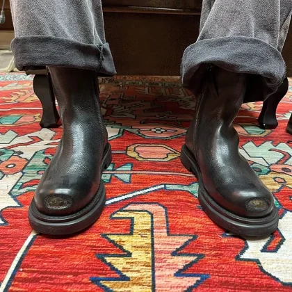 High Quality Men's Premium Handmade Chelsea Boots Genuine First Layer Full-Grain Calfskin Leather Ankle Height for Autumn Season