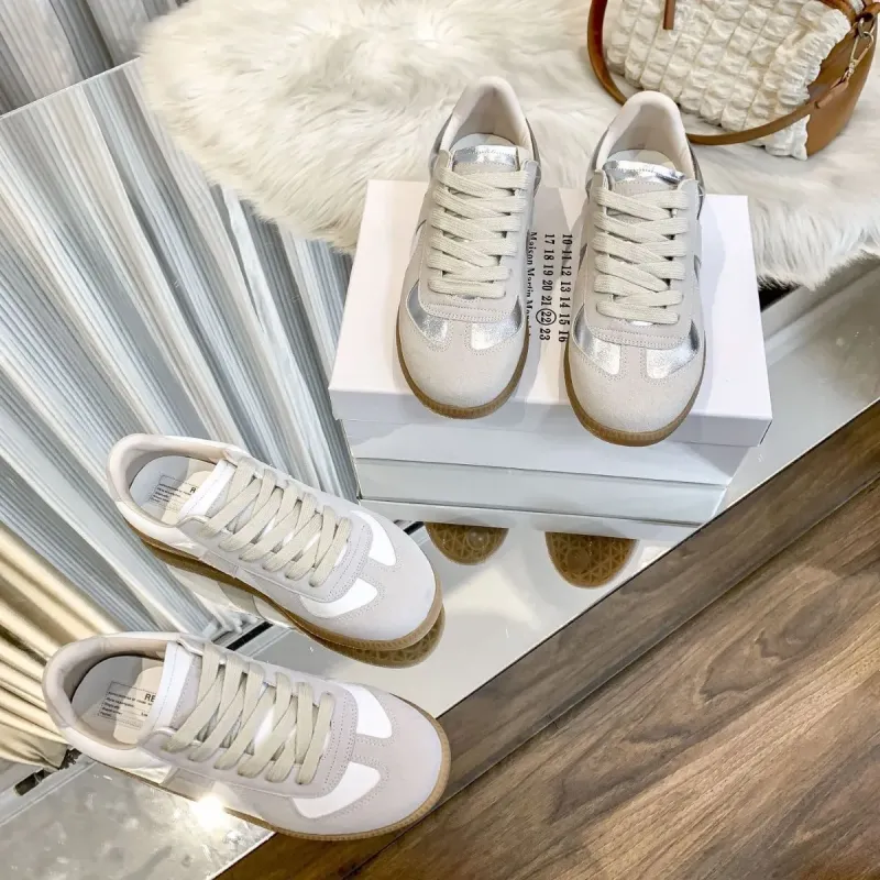 High-End Margiela MM6 for Dr for Lace-Up Shoes Mens Womens White Couples Genuine Leather Casual Sneakers Retro Niche - Image 4