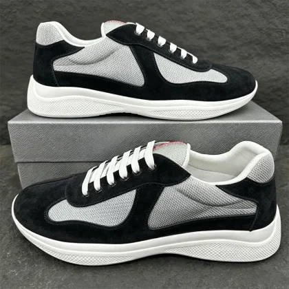 Luxury Designer Style Premium Mesh Leather Sneakers for Men Breathable Lightweight Casual Shoes Wholesale Supplier