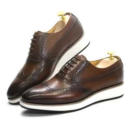 New Arrival Premium Quality Real Leather Handmade Men's Shoes Dress Casual Spring Lace up Sports Wholesales China Factory Shoe