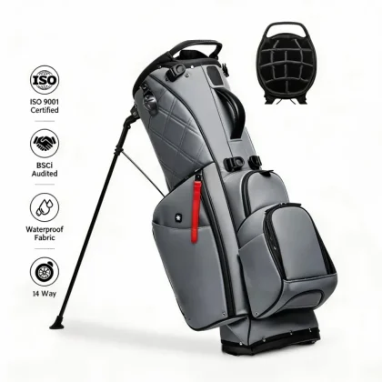 Premium Golf Bag Leather Women 14 Way Waterproof Golf Stand Bag Luxury Leather Golf Bag Men 14 Divider