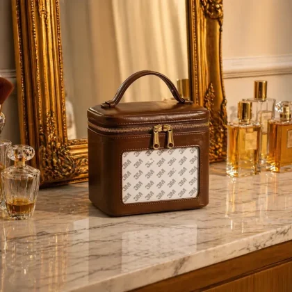 SANHOME Premium 3M Needlepoint Leather Makeup Bag Self-Finishing DIY Cosmetic Case Luxury Travel Vanity Organizer Jewelry Box