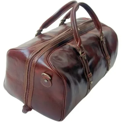 Premium Quality Handmade Leather Duffel Bag with Polyester Lining Luxury Style Waterproof Travel Bag From India