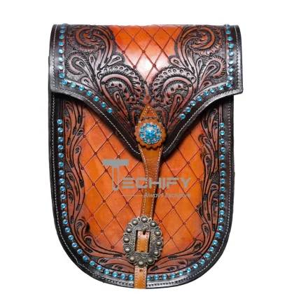 Premium Quality Handmade Saddle Bags Tooled Carved Leather Western Saddle Bag for Riding Saddle
